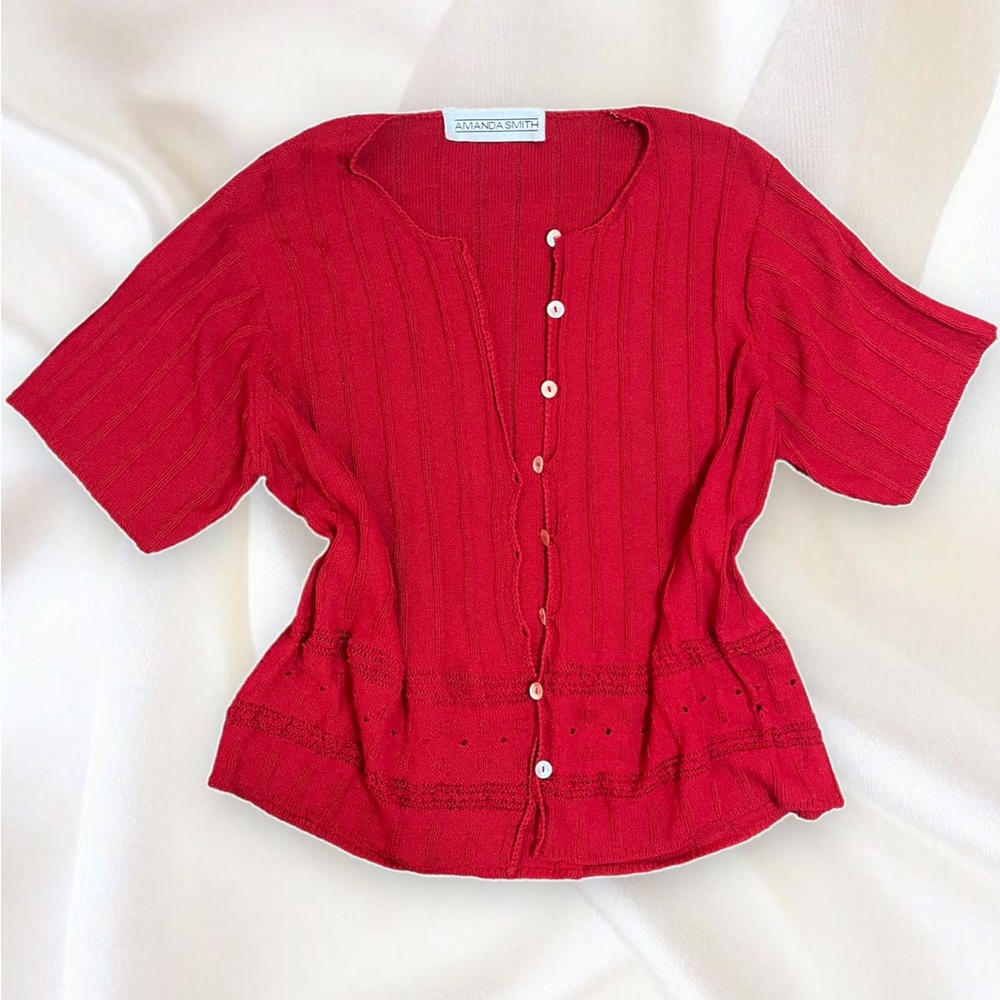 Vintage Amanda Smith Red Knitted Button Up Cardigan